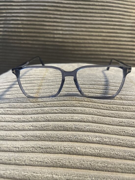 Tom Ford Other - Tom Ford FT5696B 090 Shiny Transparent Blue/Blue Block 56mm Rectangle Frame